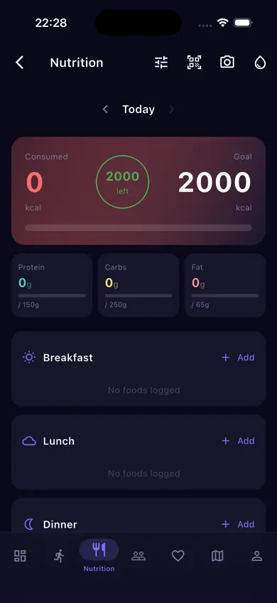 AI nutrition and calorie tracker screen